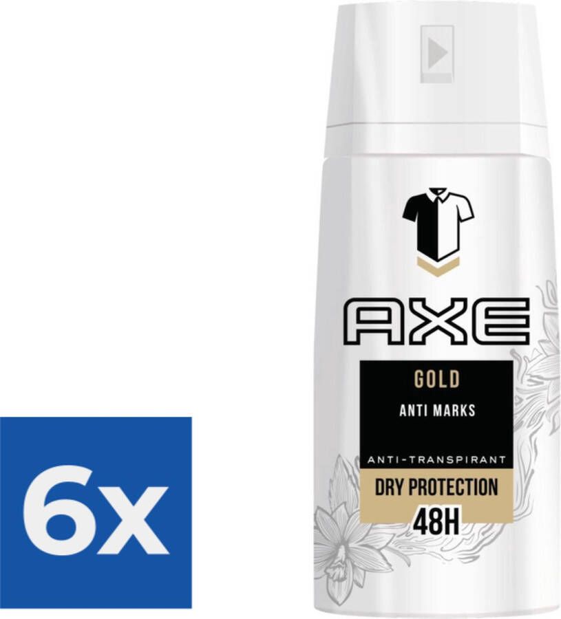Axe Deo Spray Gold Mannen Deodorant 150 ml Voordeelverpakking 6 stuks