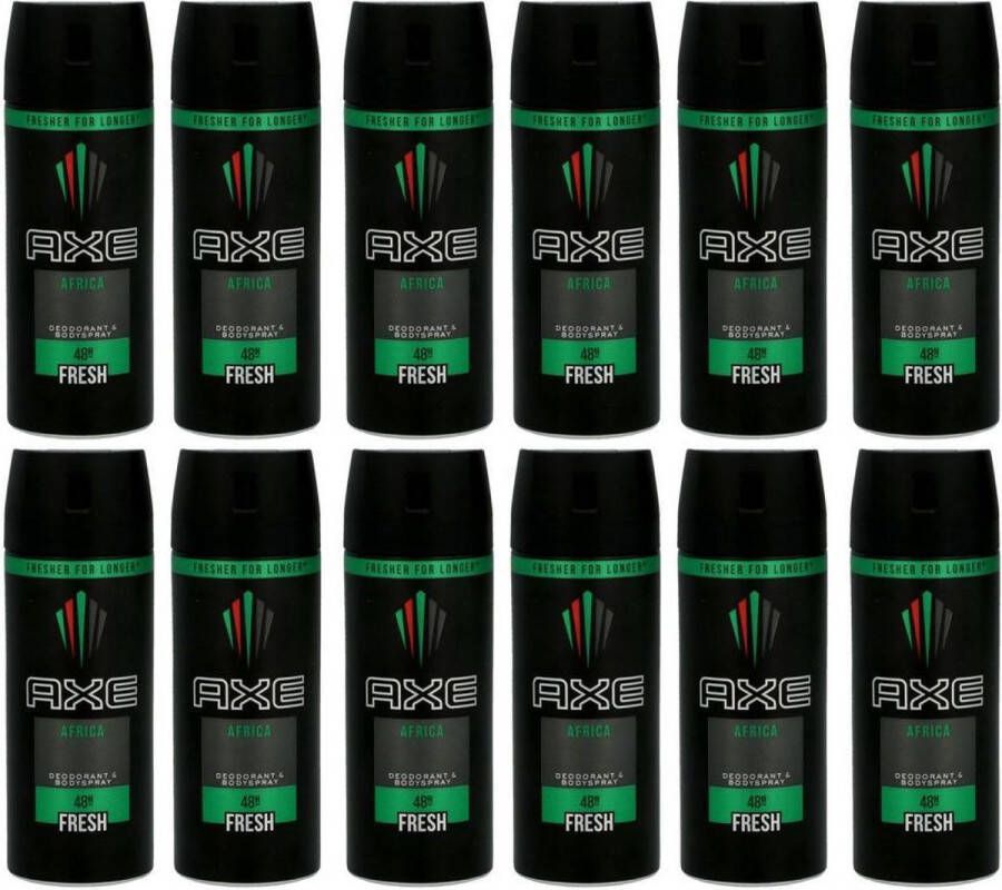 Axe Deodorant Bodyspray Africa 12x 150 ml Voordeelverpakking