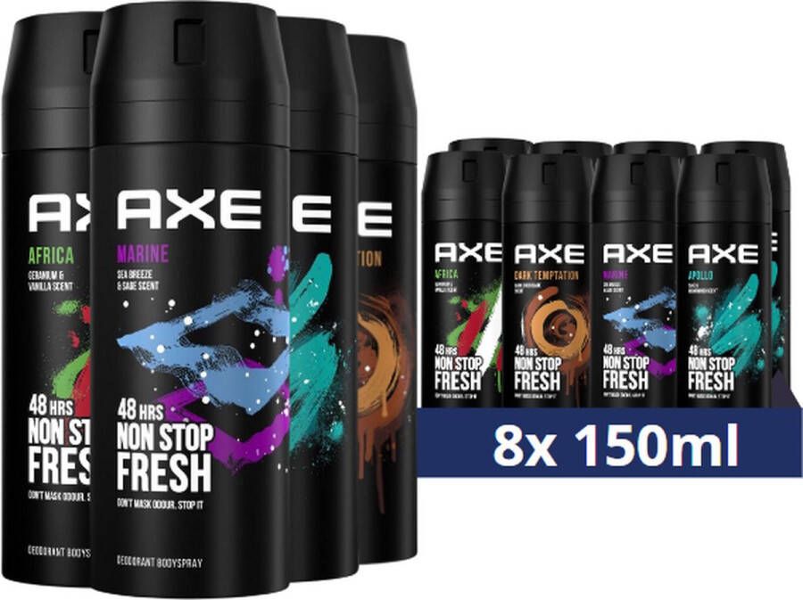 Axe Deodorant Bodyspray Mix Geschenkset 8 stuks Voordeelverpakking