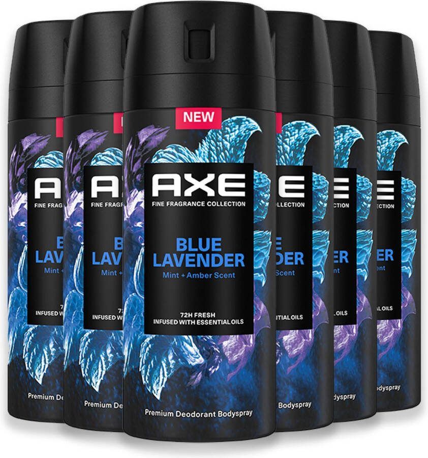 Axe Fine Fragrance Collection Blue Lavender Premium Deodorant Bodyspray 6 x 150 ml Voordeelverpakking