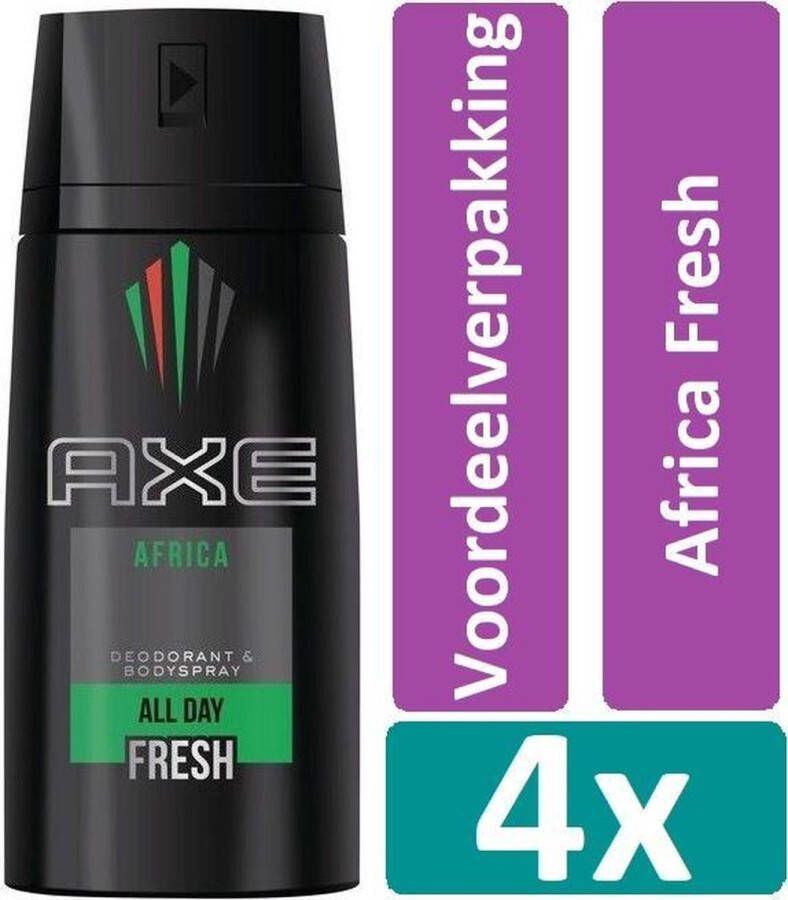 Axe Deodorant Spray 150 ml Africa Fresh 4 stuks Voordeelverpakking