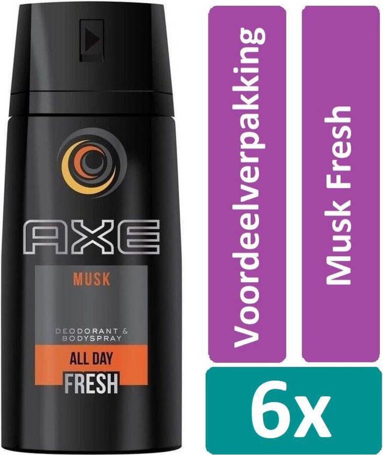 Axe Deodorant Spray 150 ml Musk Fresh 6 stuks Voordeelverpakking