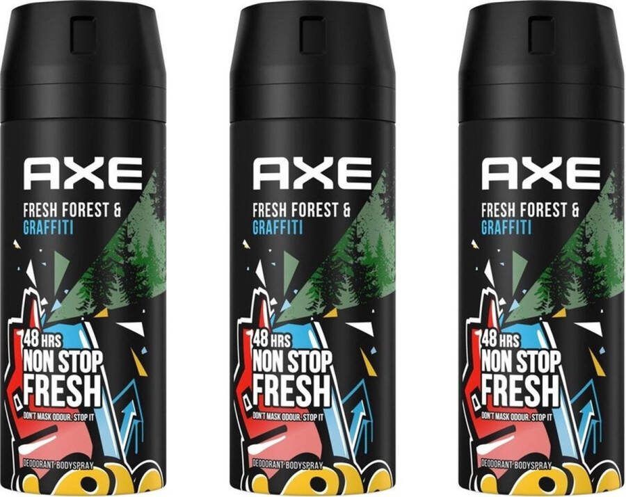 Axe Deospray Collision Fresh Forest + Graffiti 150 ml Voordeelverpakking 3 stuks