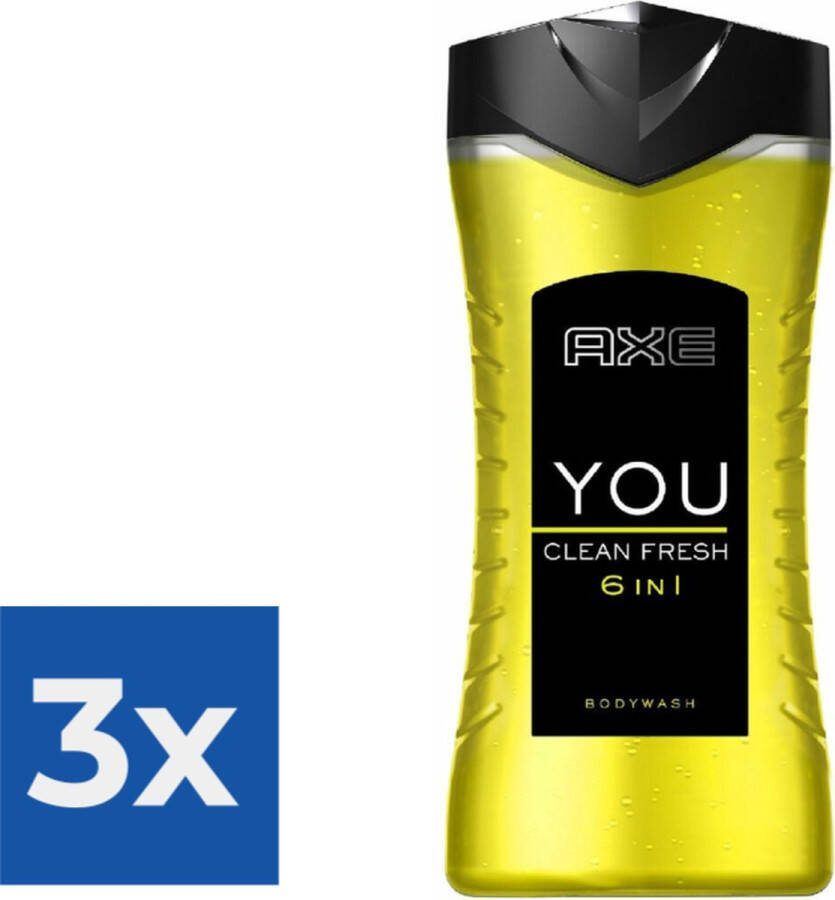 Axe Douchegel 6 in 1 You Clean Fresh 250 ml Voordeelverpakking 3 stuks