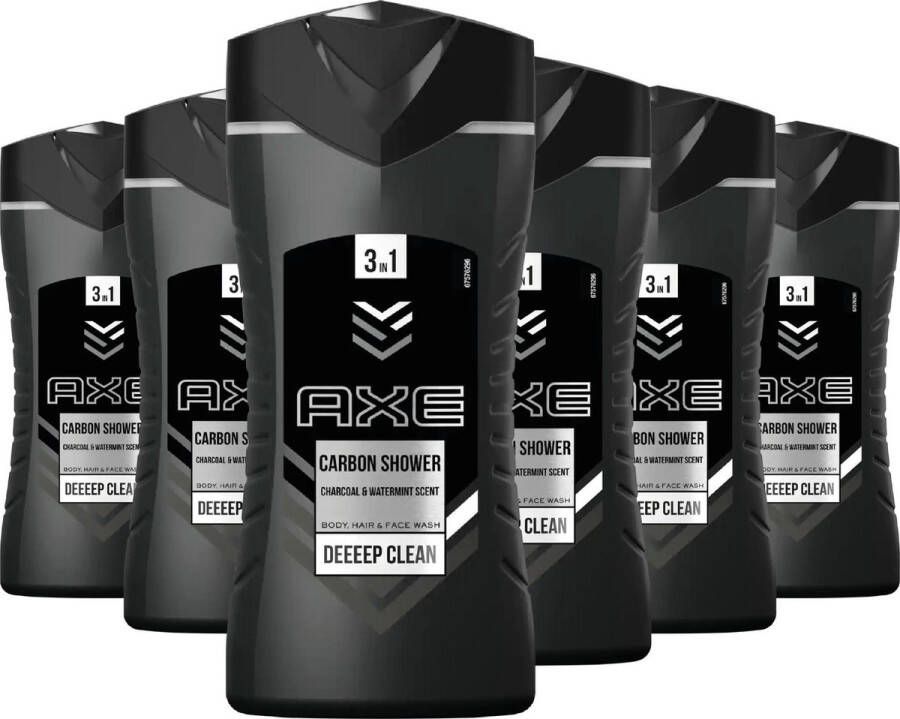 Axe Douchegel Deep Clean Carbon 3 in 1 Showergel 6 x 250 ml Voordeelverpakking