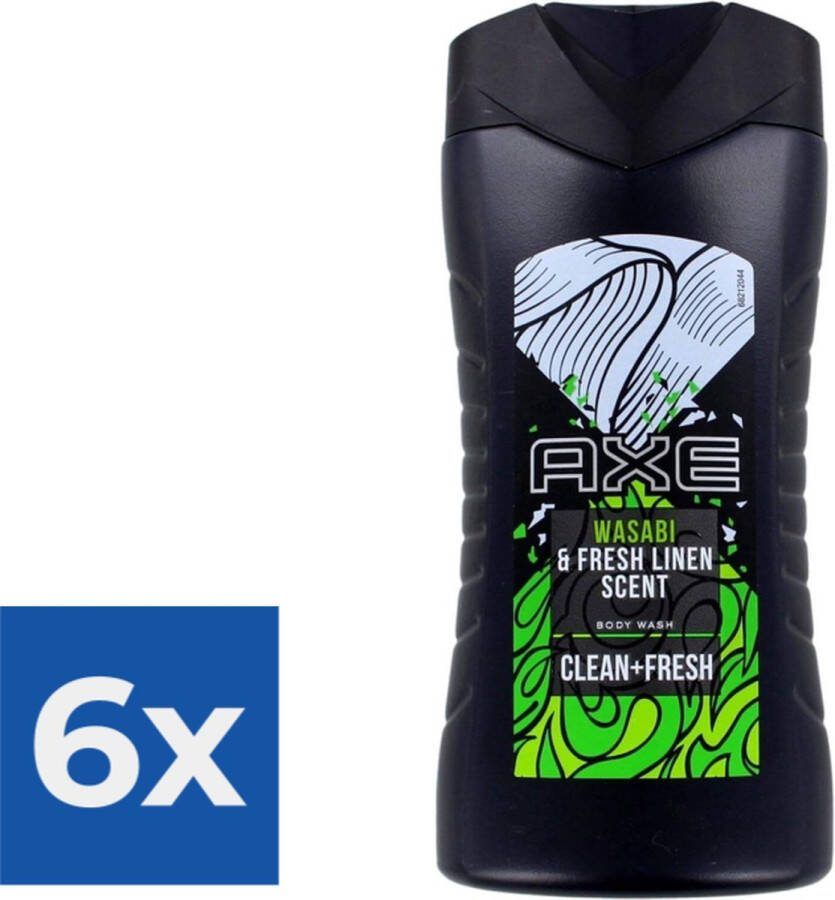 Axe Douchegel Wasabi & Fresh Linen 250 ml Voordeelverpakking 6 stuks