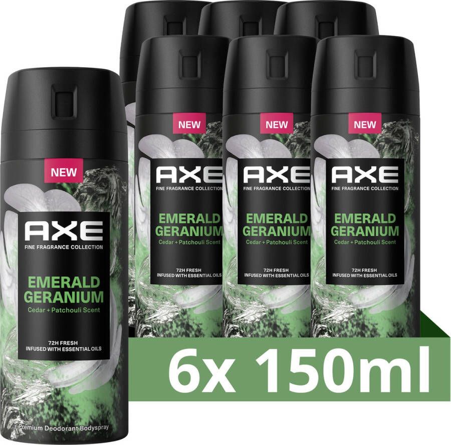 Axe Fine Fragrance Collection Emerald Geranium Premium deodorant bodyspray 6 x 150 ml voordeelverpakking