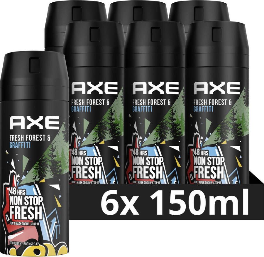 Axe Fresh Forest & Graffiti deodorant bodyspray 6 x 150 ml voordeelverpakking