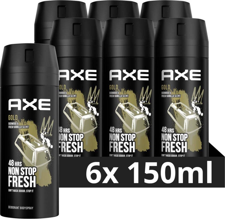 Axe Gold bodyspray deodorant 6 x 150 ml voordeelverpakking