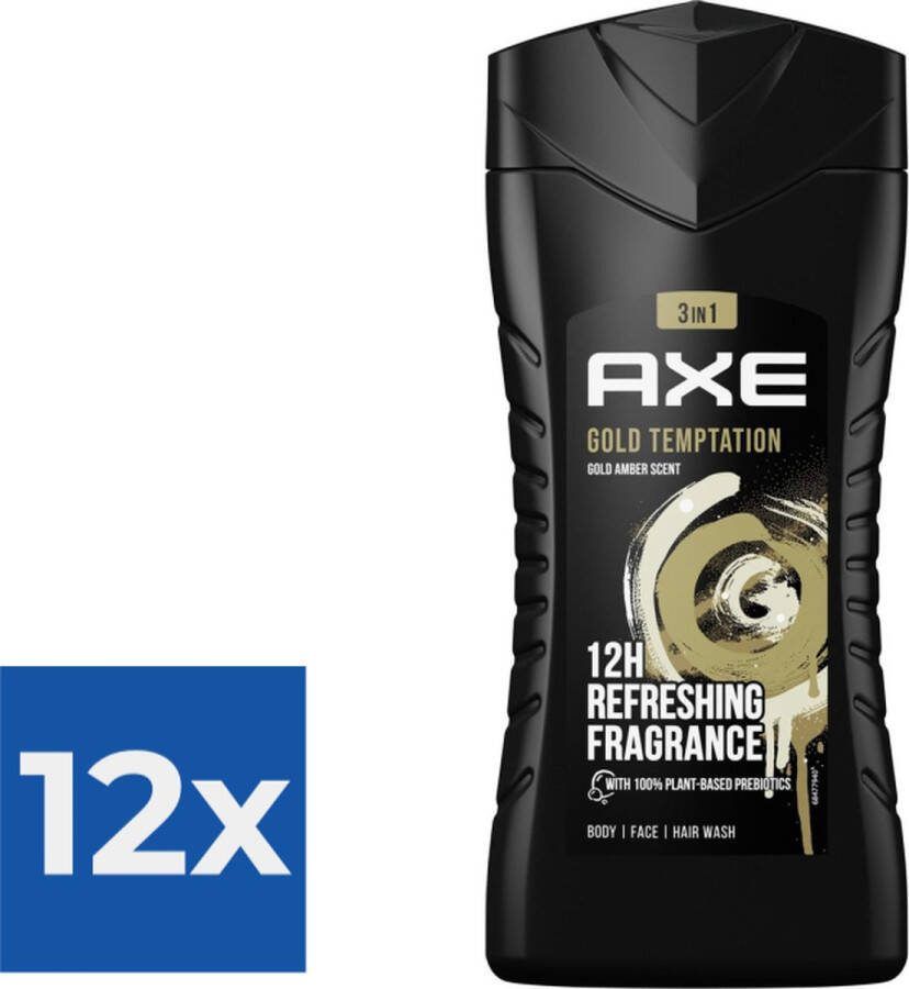 Axe Gold Temptation 3-in-1 Douchegel 250 ml Voordeelverpakking 12 stuks