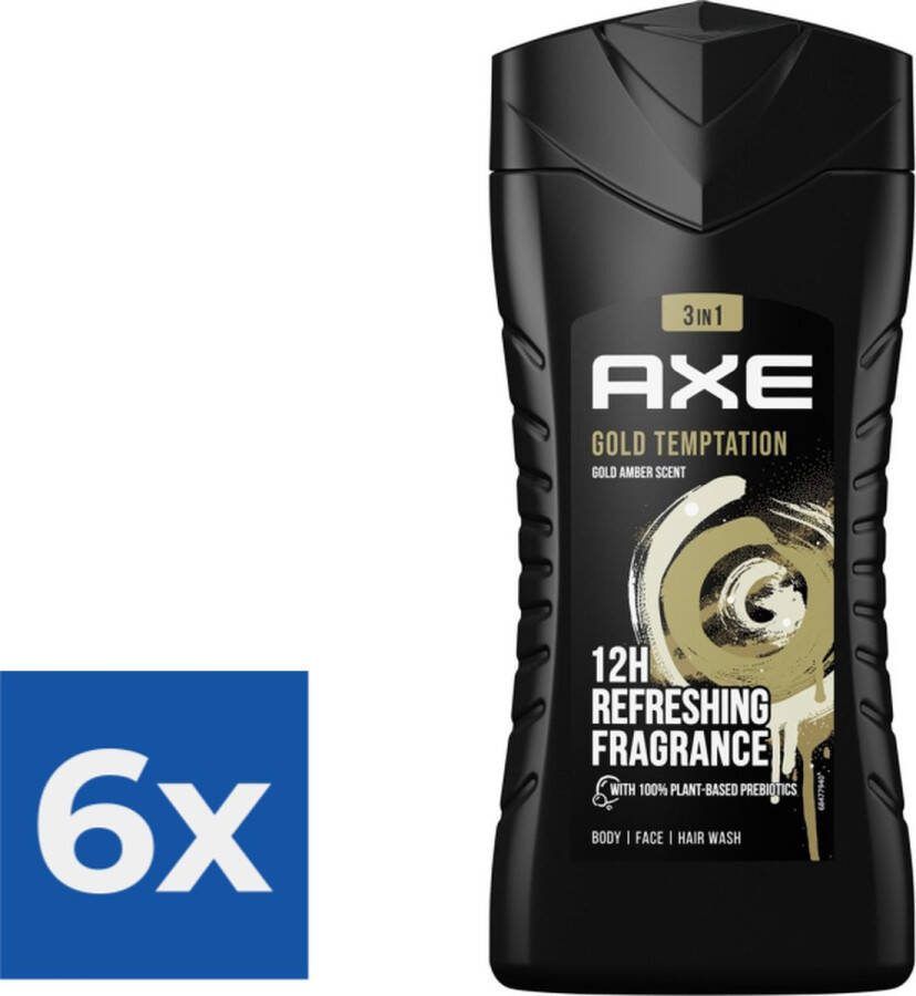 Axe Gold Temptation 3-in-1 Douchegel 250 ml Voordeelverpakking 6 stuks