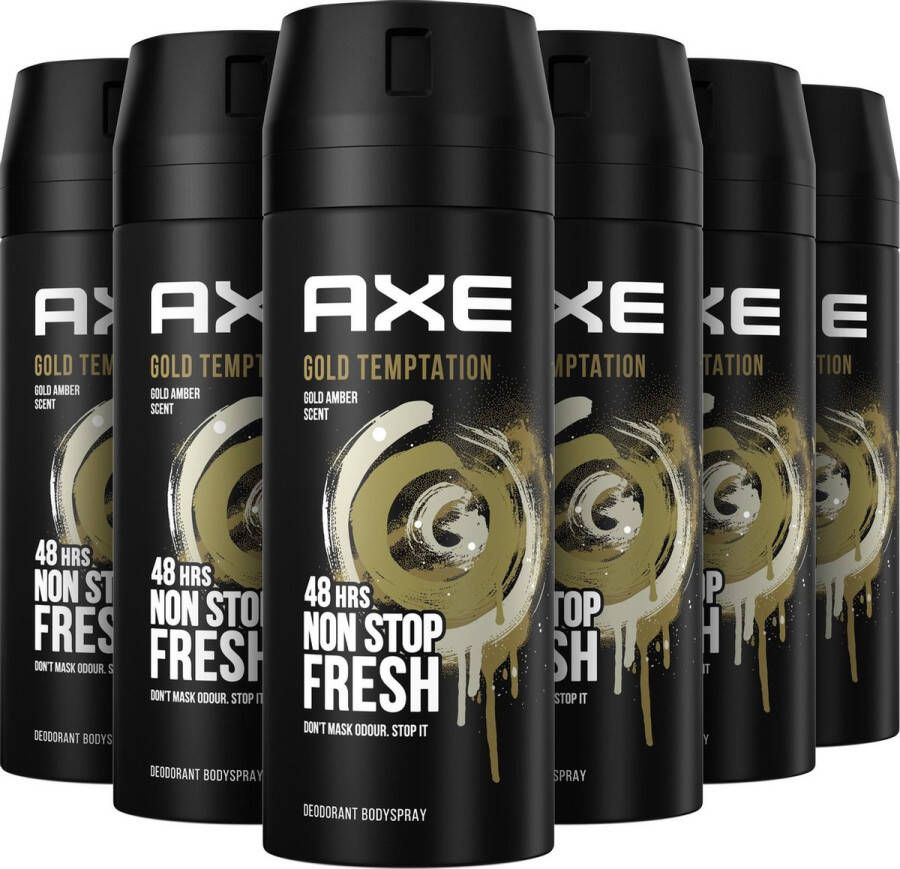 Axe Gold Temptation bodyspray deodorant 6 x 150 ml voordeelverpakking