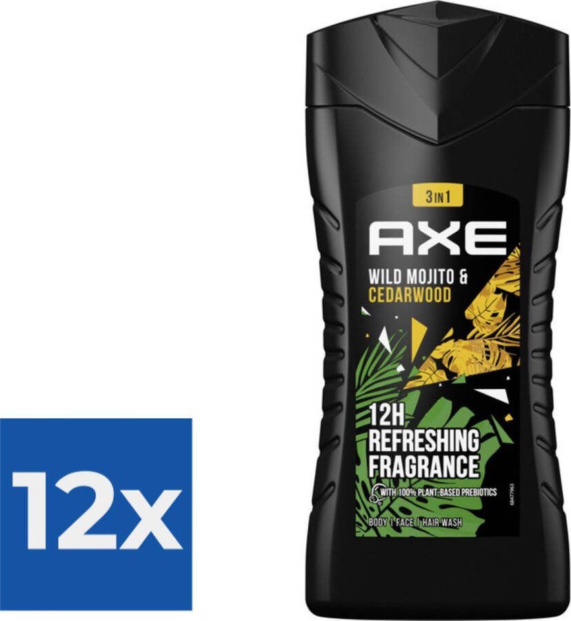 Axe Green Mojito & Cedarwood 3-in-1 Douchegel 250 ml Voordeelverpakking 12 stuks
