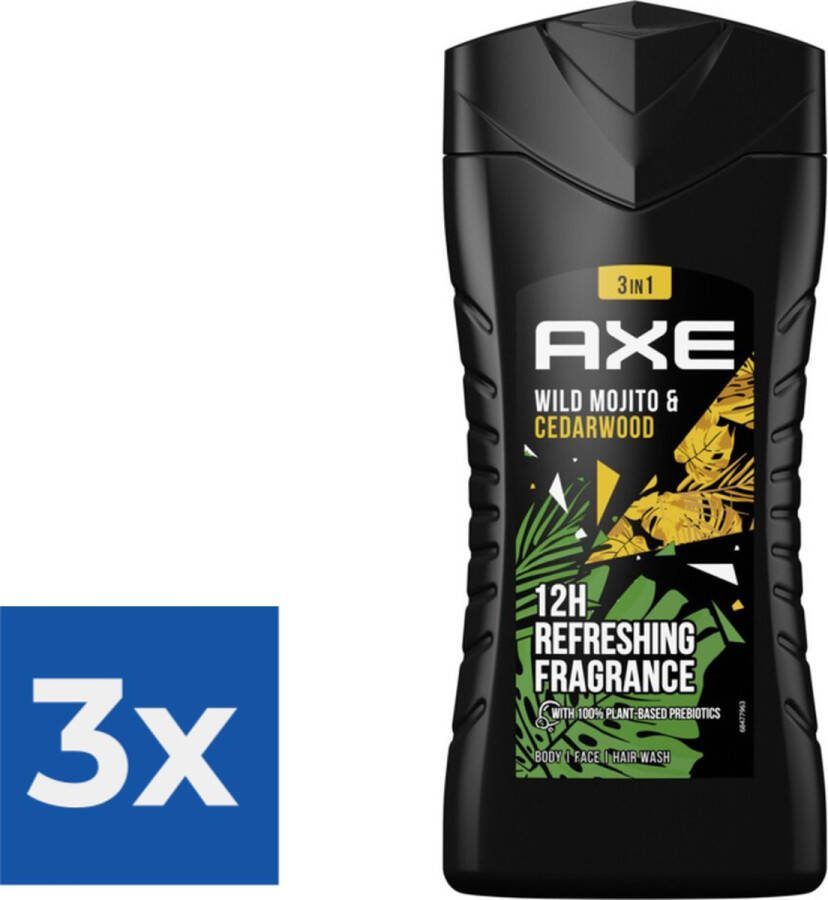 Axe Green Mojito & Cedarwood 3-in-1 Douchegel 250 ml Voordeelverpakking 3 stuks