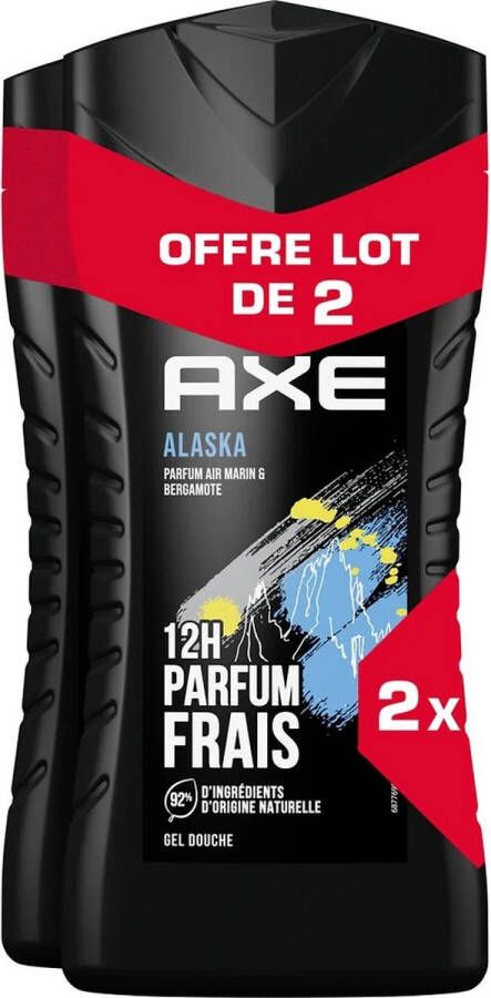 Axe Heren douchegel Alaska 12h frisse geur DOUCHEGEL De set van 4 flesjes van 250ml