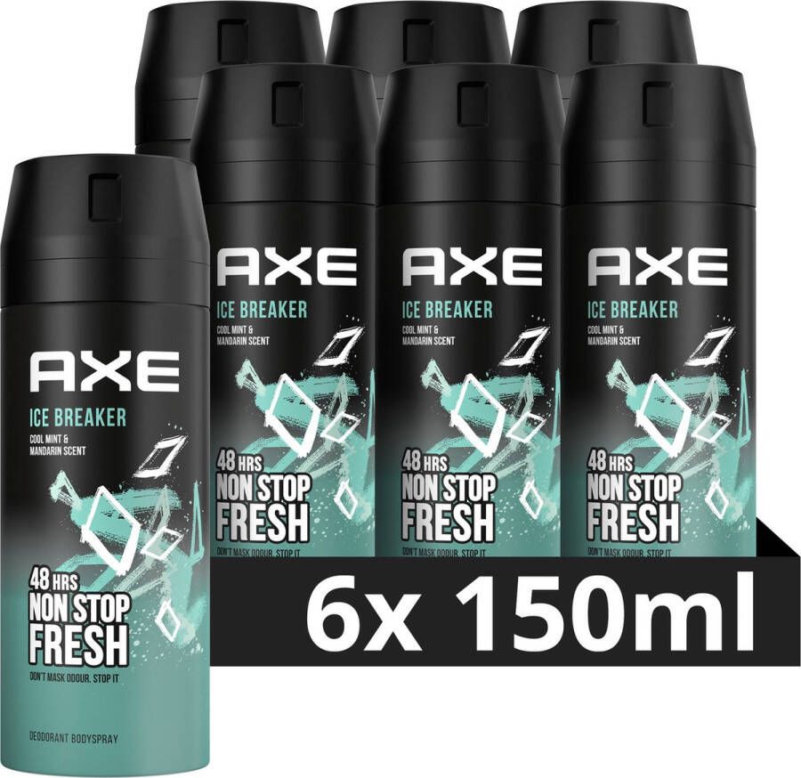 Axe Ice Breaker bodyspray deodorant 6 x 150 ml voordeelverpakking