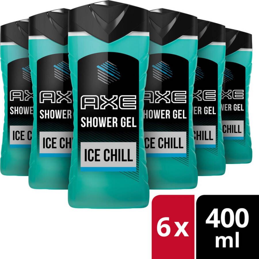 Axe 3-in-1 Douchegel Facewash & Shampoo Mannen Ice Chill 6 x 400 ml XL Voordeelverpakking