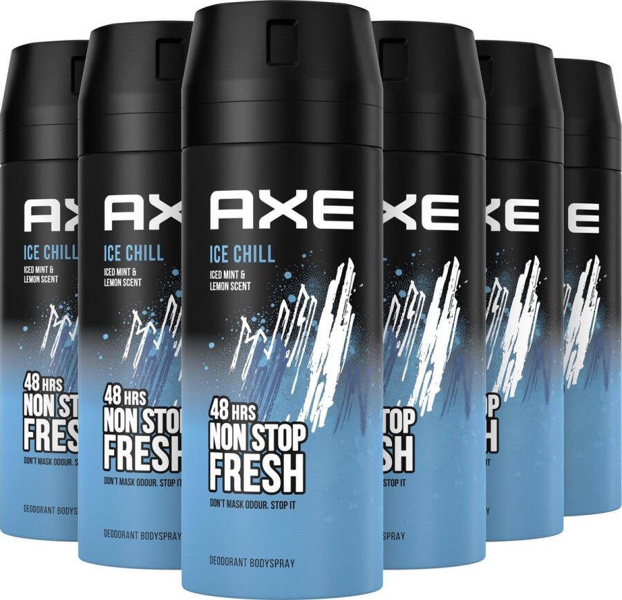Axe Ice Chill Bodyspray Deodorant 6 x 150 ml Voordeelverpakking