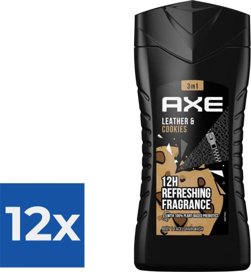 Axe Leather & Cookies 3-in-1 Douchegel 250 ml Voordeelverpakking 12 stuks