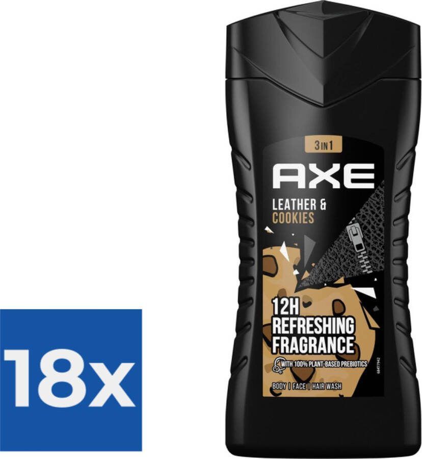 Axe Leather & Cookies 3-in-1 Douchegel 250 ml Voordeelverpakking 18 stuks