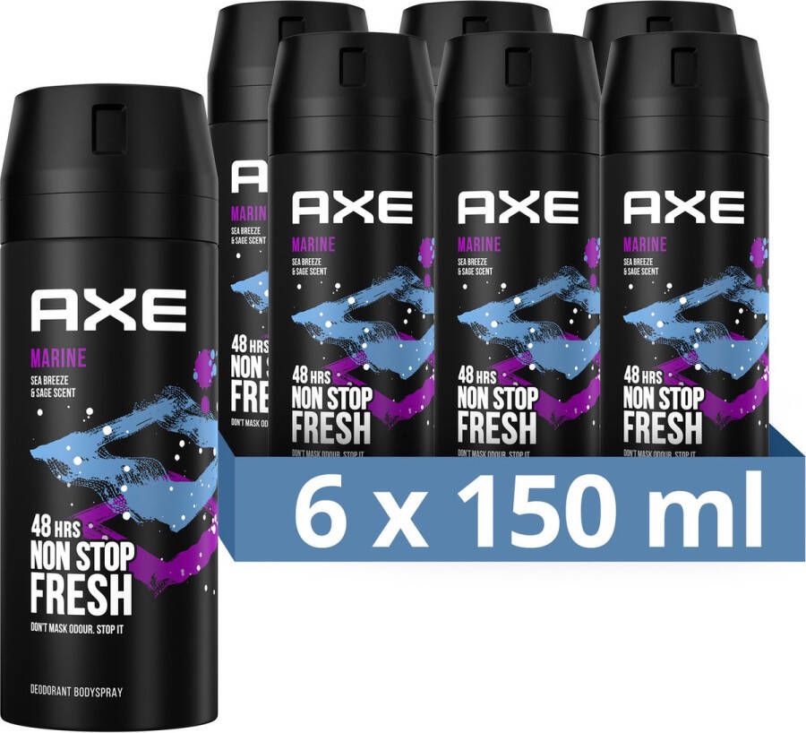 Axe Marine Deodorant Bodyspray 6 x 150 ml Voordeelverpakking