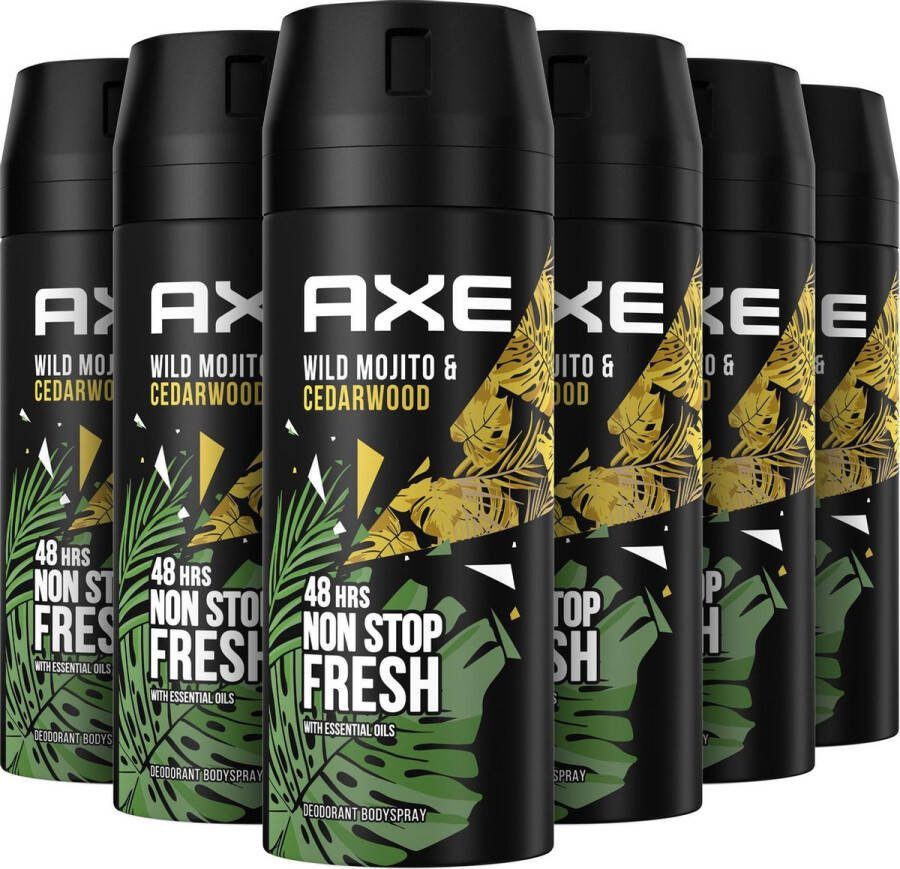 Axe Mojito & Cedarwood Pepper Bodyspray Deodorant 6 x 150 ml Voordeelverpakking