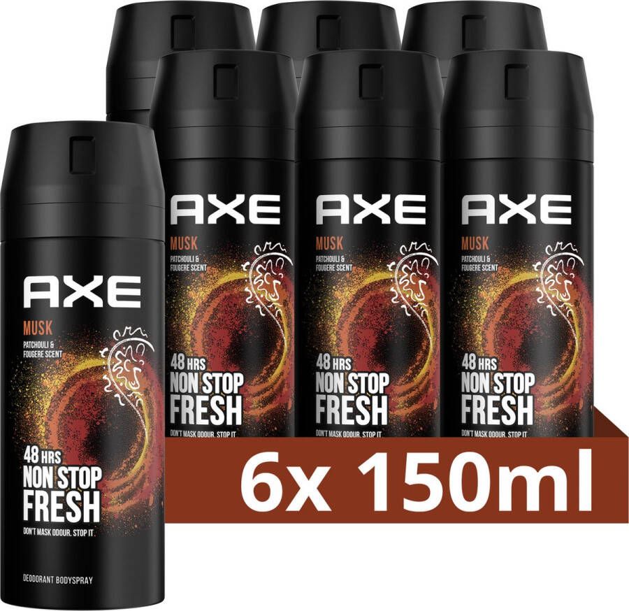 Axe Musk bodyspray deodorant 6 x 150 ml voordeelverpakking