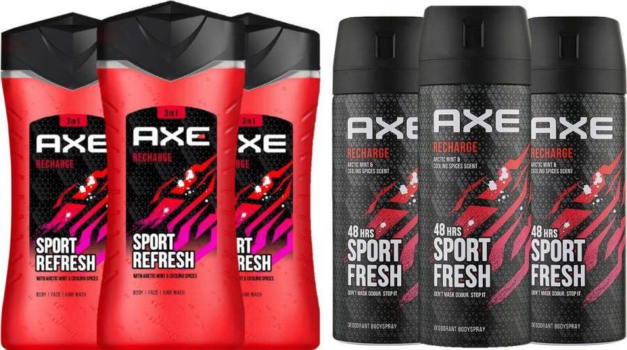 Axe Recharge Sport Refresh Combi 3 Deo Spray & 3 Douchegel
