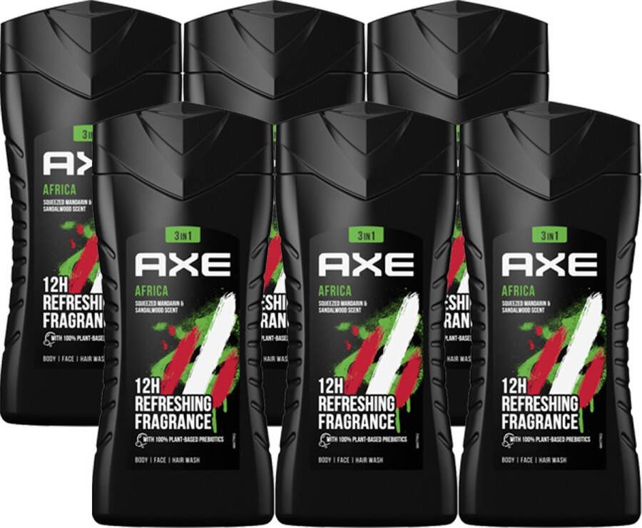 Axe Showergel Africa Energy Boost Douchegel 6 x 250 ml Voordeelverpakking