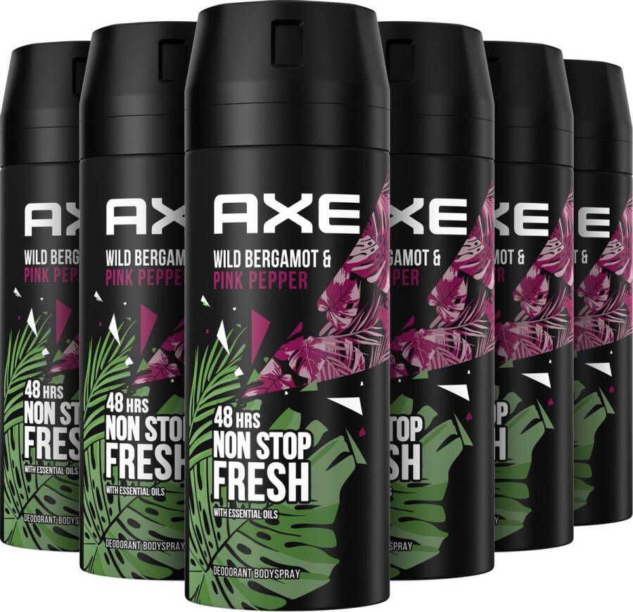 Axe Wild Fresh Bergamot & Pink Pepper Deodorant Bodyspray 6 x 150 ml Voordeelverpakking