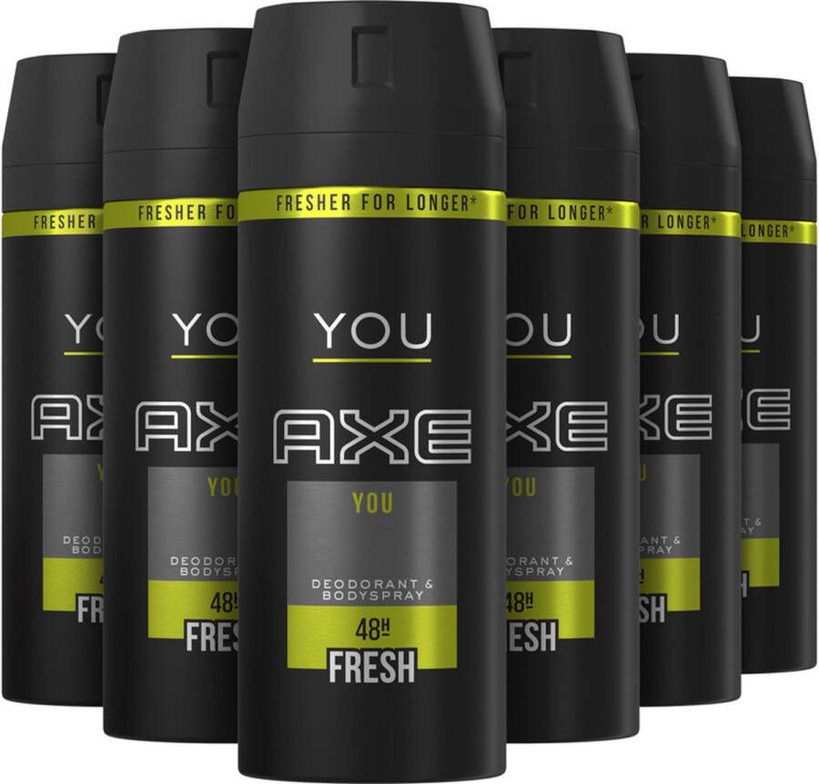 Axe You bodyspray deodorant 6 x 150 ml voordeelverpakking