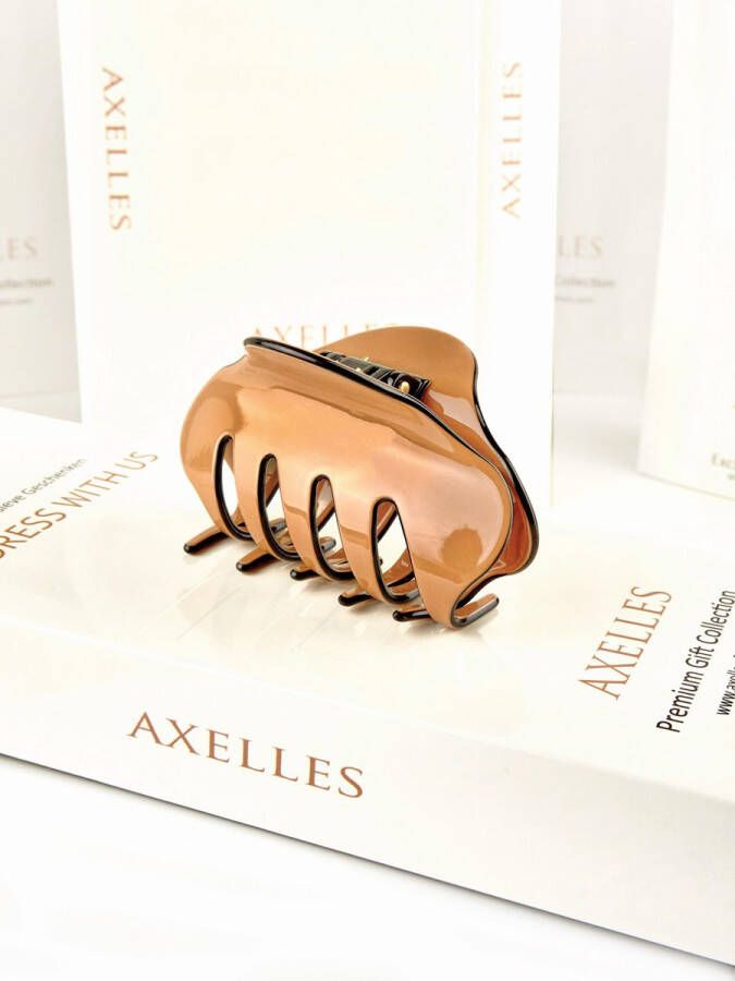AXELLES Luxe Haarklem 8 cm (Sierklem) in geschenkdoos coffee bruin.