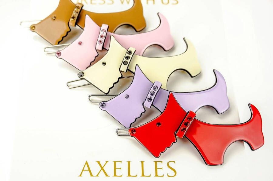 AXELLES Luxe haarspeldje hondje & strass (2 set-violet)