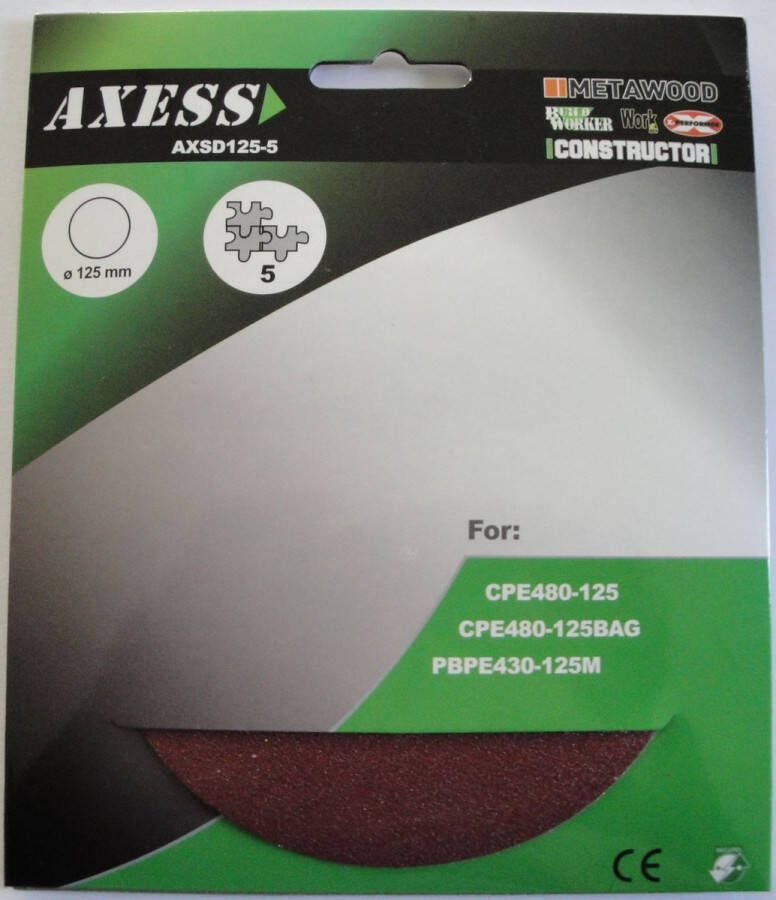 Axess Schuurpapier 125MM Set van 5 stuks