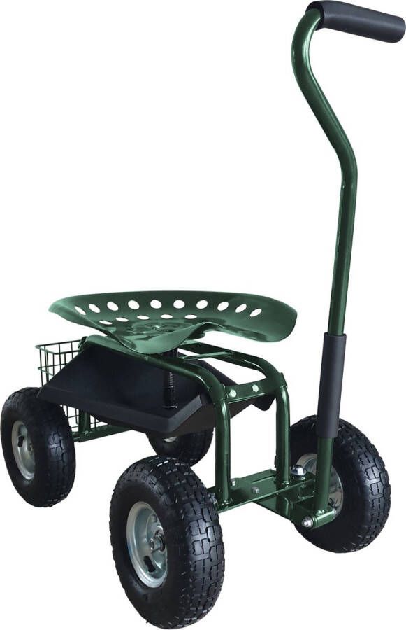 AXI AG22 Tuinkrukje op wielen voor de tuin in Groen Tuinkruk Knielkruk van metaal met m male belasting van 150 kg Zitkruk met opbergruimte voor bij het tuinieren