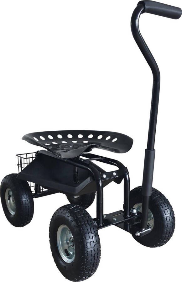 AXI AG22 Tuinkrukje op wielen voor de tuin in Zwart Tuinkruk Knielkruk van metaal met m male belasting van 150 kg Zitkruk met opbergruimte voor bij het tuinieren