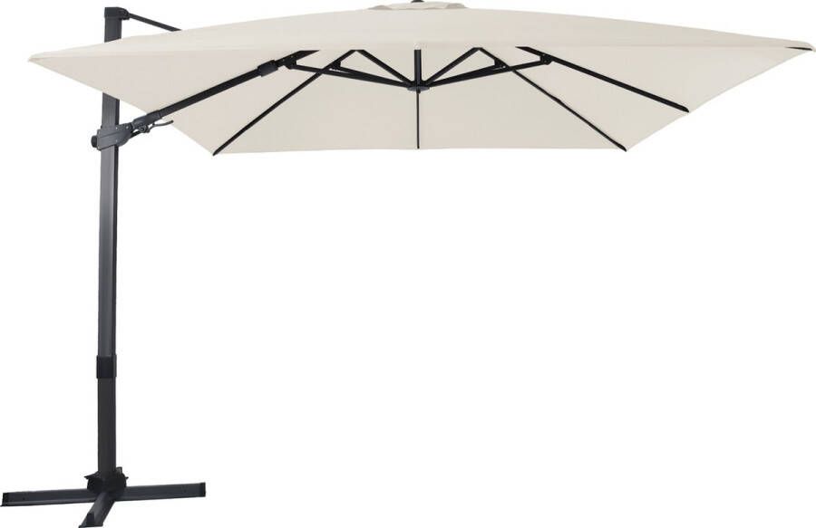 AXI Apollo Premium Zweefparasol 300x300 cm Antraciet beige – Gepoedercoat aluminium frame met kruisvoet – 360° Draaibaar Kantelbaar – UV werend doek