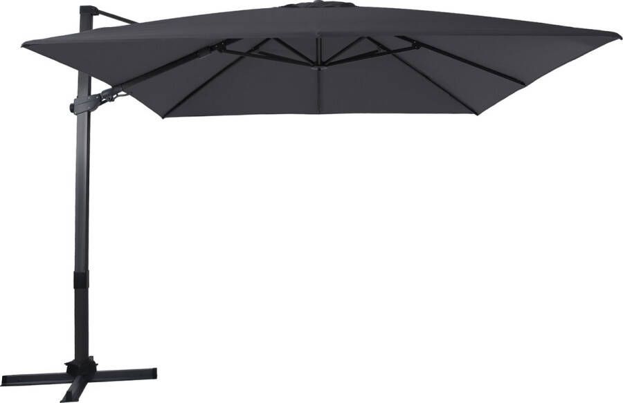 AXI Apollo Premium Zweefparasol 300x300 cm Antraciet grijs – Gepoedercoat aluminium frame met kruisvoet – 360° Draaibaar Kantelbaar – UV werend doek