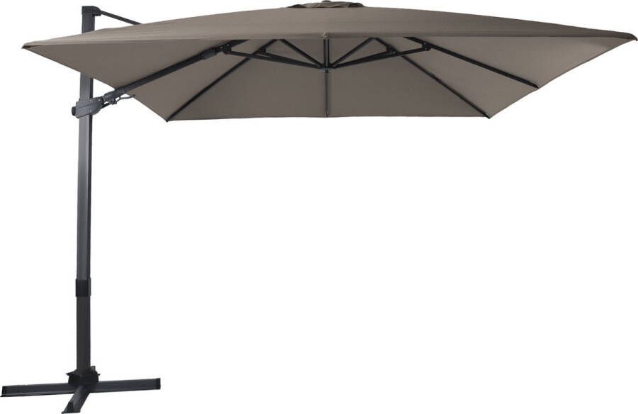 AXI Apollo Premium Zweefparasol 300x300 cm Antraciet taupe – Gepoedercoat aluminium frame met kruisvoet – 360° Draaibaar Kantelbaar – UV werend doek