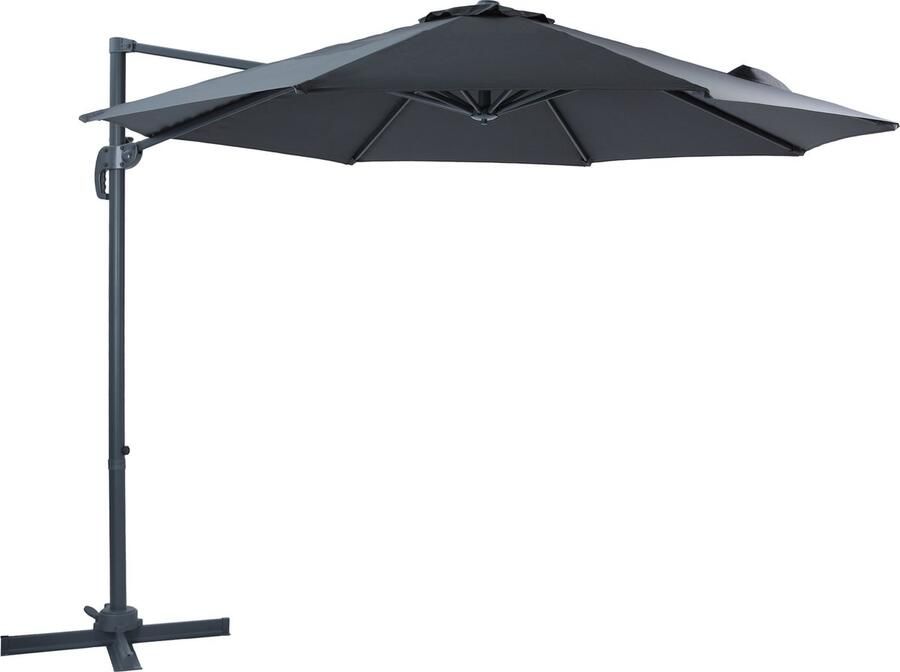AXI Marisol Zweefparasol Ø 300cm Antraciet grijs – Gepoedercoat aluminium frame met kruisvoet – 360° Draaibaar Kantelbaar – UV werend doek
