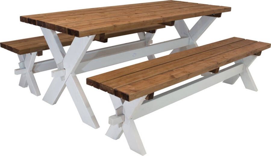 AXI Celine Picknicktafel van hout in bruin wit voor max 6 personen Picknick tuin set voor volwassenen met losse