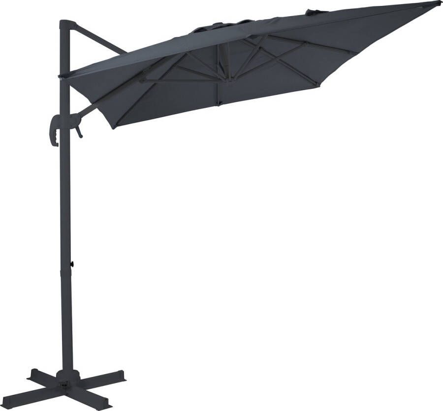 AXI Coco Zweefparasol 200x300 cm Antraciet grijs – Gepoedercoat aluminium frame met kruisvoet – 360° Draaibaar Kantelbaar – UV werend doek