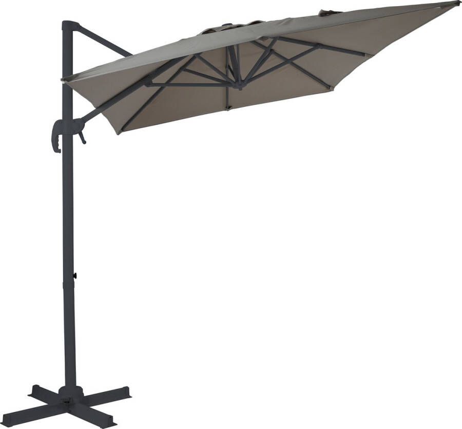 AXI Coco Zweefparasol 200x300 cm Antraciet taupe – Gepoedercoat aluminium frame met kruisvoet – 360° Draaibaar Kantelbaar – UV werend doek