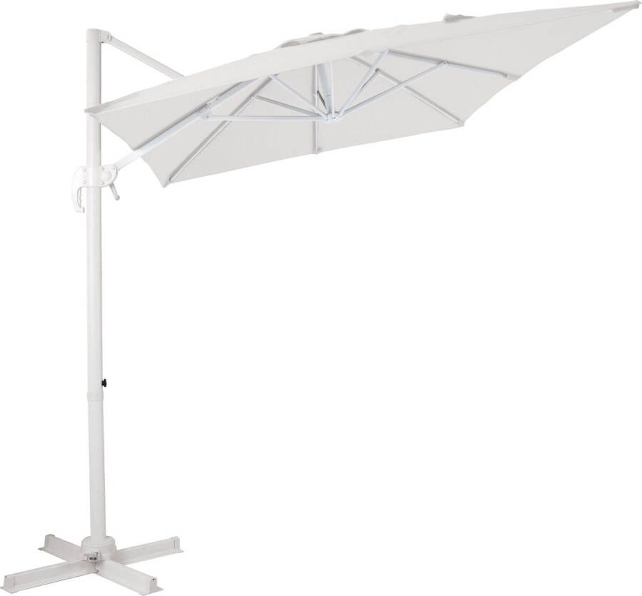 AXI Coco Zweefparasol 200x300 cm Wit Beige – Gepoedercoat aluminium frame met kruisvoet – 360° Draaibaar Kantelbaar – UV werend doek