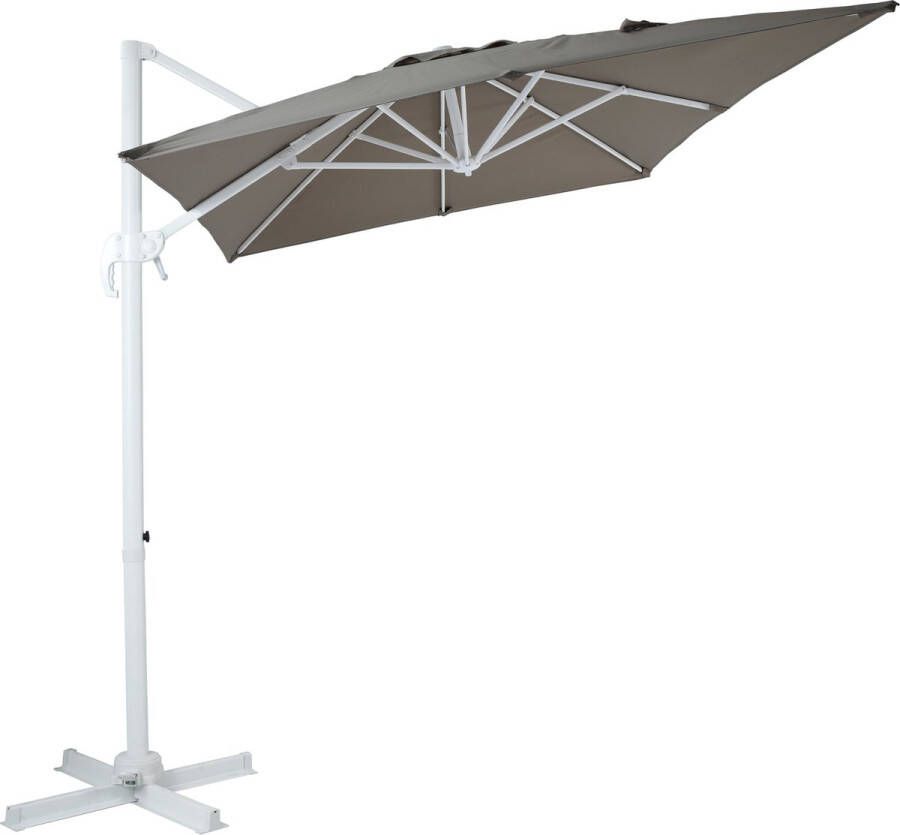 AXI Coco Zweefparasol 200x300 cm Wit taupe – Gepoedercoat aluminium frame met kruisvoet – 360° Draaibaar Kantelbaar – UV werend doek