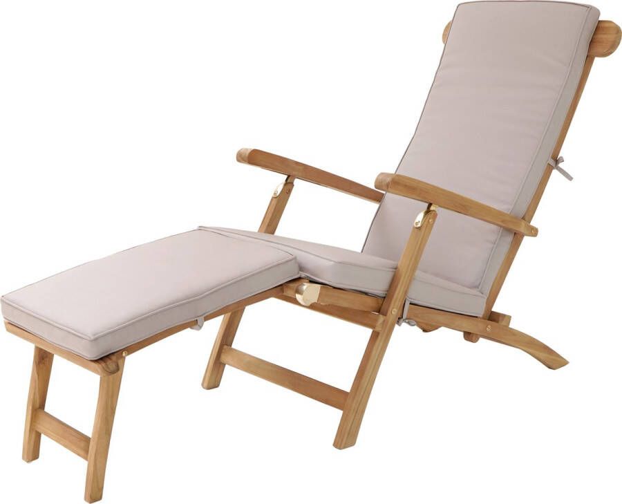 AXI Costa Deckchair Ligstoel Teak met kussen – Houten ligbed – Rugleuning met 4 standen 170x59cm