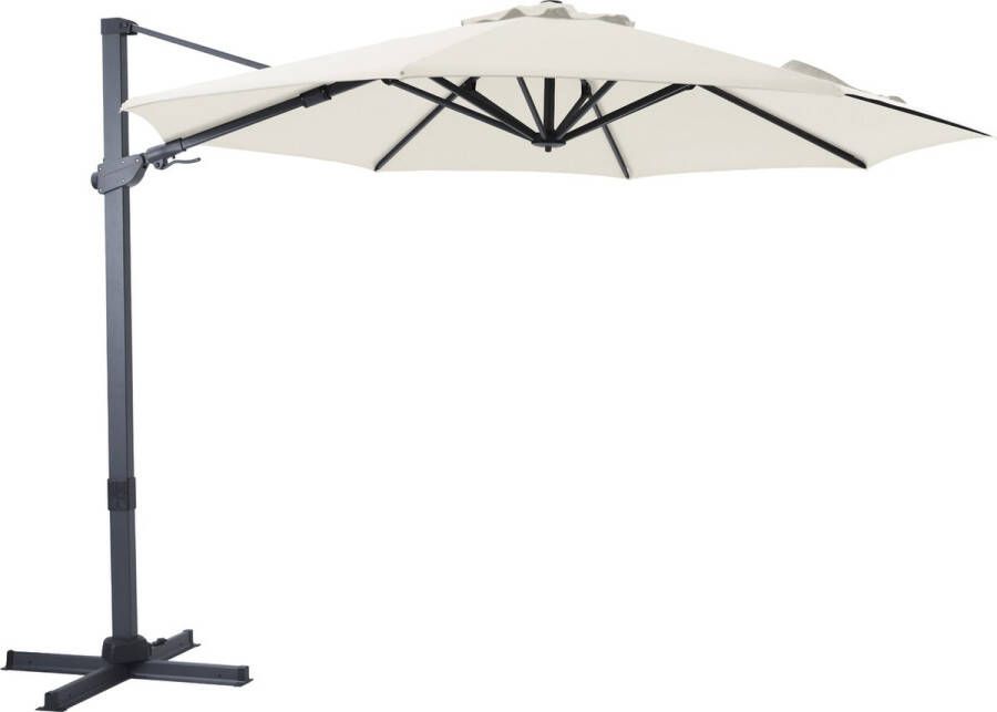 AXI Cyrus Premium Zweefparasol Ø 300cm Antraciet beige – Gepoedercoat aluminium frame met kruisvoet – 360° Draaibaar Kantelbaar – UV werend doek