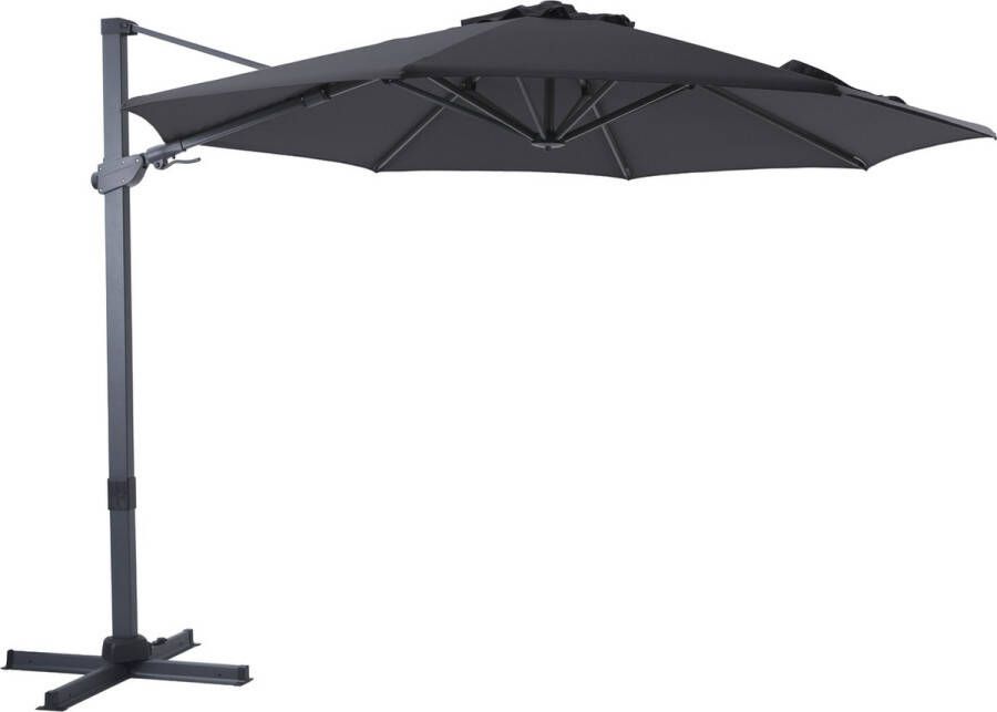 AXI Cyrus Premium Zweefparasol Ø 300cm Antraciet grijs – Gepoedercoat aluminium frame met kruisvoet – 360° Draaibaar Kantelbaar – UV werend doek