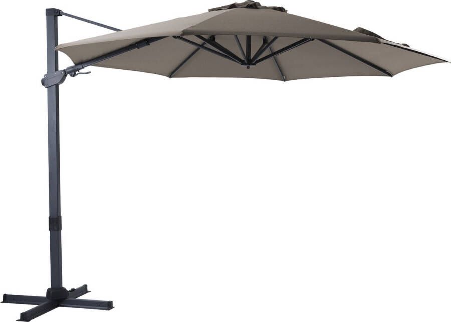 AXI Cyrus Premium Zweefparasol Ø 300cm Antraciet taupe – Gepoedercoat aluminium frame met kruisvoet – 360° Draaibaar Kantelbaar – UV werend doek