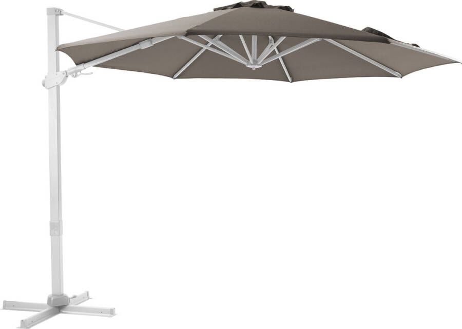 AXI Cyrus Premium Zweefparasol Ø 300cm Wit taupe – Gepoedercoat aluminium frame met kruisvoet – 360° Draaibaar Kantelbaar – UV werend doek